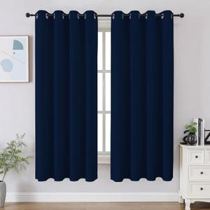 CUCRAF Navy Blue Blackout Curtains 54 inch Length 2 Panels Set, Room Darkening Drapes for Living Room Bedroom, Thermal Insulated Light Blocking Grommet Window Curtain (W52 x L54 Inch)