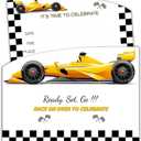 Race Car Birthday Party Invitation for Boys, Yellow Racing Car, 30 Cards With 30 Envelopes, 5x7 Inches.
