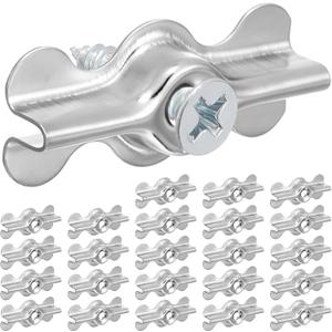 Blulu 24 Sets Alloy Steel Flush Clip with Phillips Self-Tapping Screws, 1-11/16 x 3/4 in Half Turn Button Fasteners for Storm Windows, Screens & Combination Door Panels (Double Wing,Sliver)
