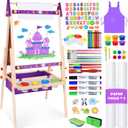 Joyooss Art Easel for Toddlers, Adjustable Standing Wooden Easel - Whiteboard & Chalkboard, Dry Erase Board for Kids Age 2-12