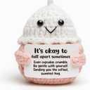 Handmade Crochet Cupcake Emotional Support Gift - Sympathy Get Well Soon Encouragement Gift for Women Men Friend - Inspirational Positive Hug Gift for Stress Relief Self Care Coworker Desk Decor
