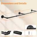 Wall Mounted Clothes Rack 60in, Industrial Pipe Wall Mount Clothing Rack,Heavy Duty Iron Garment Rack Bar for Laundry Room, Closet Storage, Multi Purpose Hanging Rod,Black