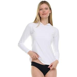 Hurley Rash Guard for Women with Hood, Long Sleeve Hoodie Swim Shirts for Women, Quick Dry UPF 50+ SPF Sun & UV Protection. Medium