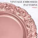 Yinder Set of 12 Antique Charger Plates 13 Inch Plastic Vintage Plate Chargers Decorative Embossed Chargers Engraved Baroque Rim Elegant Tableware Decoration for Dinner Table Wedding (Rose Gold)