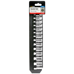 Pro-Grade Metric Socket Set with Rail - 3/8-Inch Drive