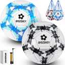 OFOZOZEY Soccer Ball Size 3,4,5,Two Pack,Classic Indoor Outdoor Soccer with 1 Pump 2 Net Bag and 1 Needle,Long-Lasting for Training, Games, Outdoor & Indoor Play,Ideal Gift for Boys (Black and Blue)