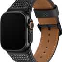 Wristitani Leather Bands Compatible with Apple Watch Strap 49mm 46mm 45mm 44mm 42mm 41mm 40mm for Men, Top Genuine Leather Replacement Straps for iWatch Ultra3/2/1 SE3/2/1 Series 11 10 9 8 7 6 5 4 3 (Black)