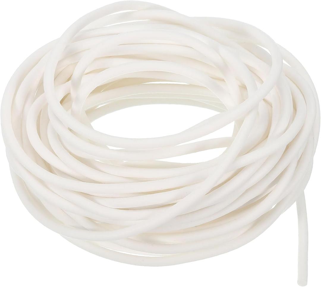 uxcell Silicone Foam Seal Strip, 3.2mm(0.13") Dia 8.5 Meters(27.89 Ft) Long Sponge Rubber Weather Seal Strip Round Rubber Cord Solid for DIY Warehouse, Pads, Foam Tubing, Crafts - White