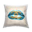 Stupell Industries Blue Fashion Lipstick Brand Lips Outdoor Printed Pillow, 18 x 18