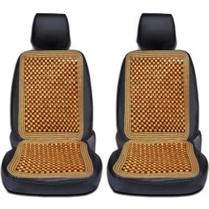 VaygWay Wood Beaded Comfort Seat Cushion Seat Cover  2 Pcs. Wooden Beaded Car Seat Cover  Natural Wood Double Strung Beads  Massage Comfort Cover Car Seat  Universal SUV Auto