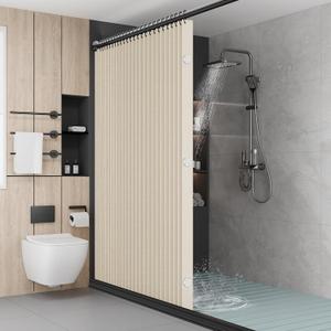 Bathroom Magnetic Folding Shower Curtain, Accordion-Style Shower Curtain, Suitable for Shower Rooms, bathtubs, Hotels or Apartments (Cream Color, 70W x 79.5H) 1pc