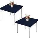 Wolkemer 2 Pack 3 Foot Navy Blue Fitted Tablecloth 36x36 Inch Square Elastic Edges Table Cloth, Spandex Stretch Table Cover with Machine Washable Fabric for Wedding Party Picnic Dining Indoor Outdoor