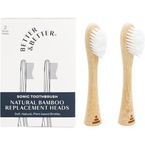 Better & Better Bamboo Sonic Toothbrush Replacement Heads, Fits Brush Only, Plant-Based Bristles, No Microplastics, Biodegradable, Soft, Gentle & Whitening, 2-Pack