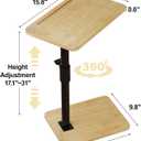 2Pcs Sofa Armrest Tray Table - 360 Bamboo Swivel TV Trays - Height Adjustable Side Table for Bed or Chair with Phone and Tablet Slots - End Tables for Small Spaces (2PCS, Standard)