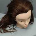 Mannequin Head with 90% Human Hair, 24" Female Real Hair Cosmetology Mannequin Head Hair Styling Manikin Head Doll Head for Hairdresser Practice Training with Clamp Holder and Tools (Brown)