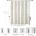 Boho Farmhouse Ivory Shower Curtain Woven Fabric Cream Shower Curtain, 72 x 72 Tufted Pleat Floral Puffs Textured Modern Farmhouse Minimalist Ivory Shower Curtain Set with Hooks for Bathroom