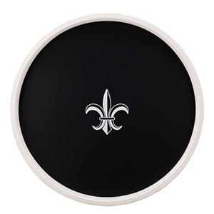 Kraftware Pastimes Collection 14" Round Serving Tray (Fleur De Lis, Black)