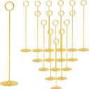 Urban Deco 16PK Gold Table Number Holders Place Card Holders 12 Inch Table Card Holders Steel Card Holders for Photos, Food Signs, Memo Notes, Weddings, Restaurants, Birthdays