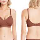 Lemef Seamless Bras for Women Wirefree Padded Bras (Brown, S)