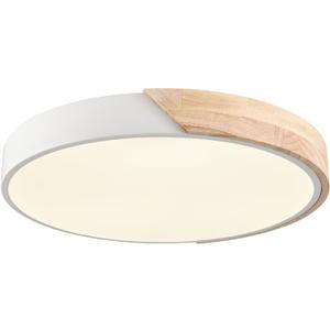 Minimalist LED Flush Mount Ceiling Light 16-Inch 30W 4000K White Wood Ceiling Light Fixture Low Profile Flush Mount Lighting for Bedroom Hallway Kids Room Lobby Living Room