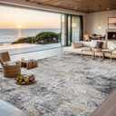 8x10 Area Rugs for Living Room - Washable Rug Modern Abstract Soft Large Neutral Non-Slip Carpet Indoor Floor Thin Carpets for Bedroom Dining Room Farmhouse Nursery Home Office Brown Black Grey