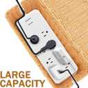 2PCS Cable Management Box, Handmade Rattan Cable Organizer, Open Slots Cords Hider Box Cord Basket Under Desk Cord Organizer for Computer Router USB Hub & Power Strip