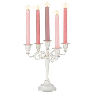 Sziqiqi Candlestick Holders Candle Holder - 5-Arms Candelabra White Candle Stick Stands for Taper Candles for Wedding Table Centrepieces Candlelight Dinner Party Christmas Mantel Decor