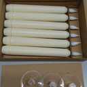 Homemory 6 Pcs Window Candles with Sensor Dusk to Dawn, Ivory Striped Candlesticks with Suction Cups, Roman Column Christmas Window Candle Battery Operated, Flameless Led Taper Candles for Windows