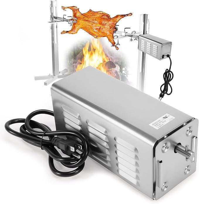 Kozlira Rotisserie Motor 40W Heavy Duty Spit Motor  Up to 100Lbs  Stainless Steel Electric Grill BBQ Motor Fit for Custom Spit Roasters or Upgrading a Current Spit Motor (115V)