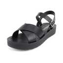 Soda CHESTER ~ Women Flat Sandals Flatform Ankle Buckle Criss Cross Band Straps Sandals Shoes, Size 8