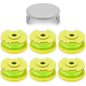 Weed Wacker String Replacement for Ryobi One Plus+ AC80RL3 .080" String Trimmer Line Refill Spool, Compatible with Ryobi 18V, 24V, 40V Trimmers(6 Spools, 1 Cap)