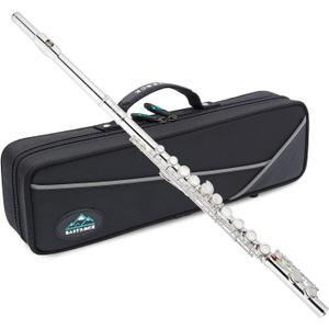 EastRock Closed Hole Flutes C 16 Key for Beginner, Kids, Student Silver Nickel Flute with Case Stand and Cleaning kit