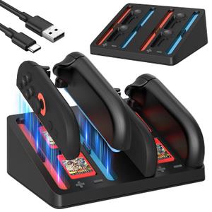 FANPL Joycon 2 Charging Dock Station, Charger Stand for Nintendo Switch 2 Controller with 4 Game Store and Type C Charging Cable