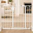Regalo 36" Extra Tall and Wide Baby Gate, Bottom of Stairs & Doorways | Fits Openings 29"-49" Wide, Pressure Mounted with Door, For Babies, Toddlers & Pets, White