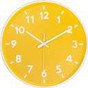 JENLYSTIME 12 Inch Modern Indoor Outdoor Clock,Round Bright Colorful Dial,Non Ticking Silent Quartz Battery Operated Wall Clocks,Easy to Read Simple Style Decor Clock for Bedroom,Kitchen(Yellow)