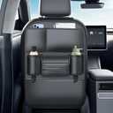 Backseat Car Organizer Leather Back of Seat Car Organizers for Kids Drivers Waterproof Kick Mats Seat Back Protector with Large Capacity 6 Storage Pockets