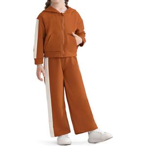 Mioglrie Girls Clothes 4T 5T Fall Winter Girl Outfit Toddler Girl Clothes Size 6 7 8 Sweatshirt Pant Clothing Sets (Autumn Brown)