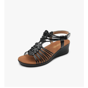 DREAM PAIRS Women's Comfortable Strappy Low Heel Open Toe Slip-On Wedge Sandals Arch Support for Summer Dressy Shoes 10