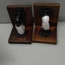 MyGift Book Ends Decorative, Bookends for Shelves, Metal Bookends for Heavy Books, Office Decor for Men, Wood Book Stopper, Realistic Industrial Pipe Design, Dark Brown