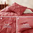 CozyLux Queen Comforter Set Coral, 7 Pieces Pintuck Bed in A Bag, All Season Comforter Queen Size, Bed Set Gift for Family, Pinch Pleat Bedding Sets with Comforter, Sheets, Pillowcases & Shams