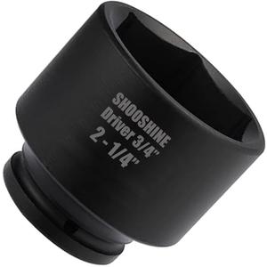 SHOOSHINE 3/4" Drive 2-1/4" Impact Socket, Heat Treated Set With 6-Point Star Sockets