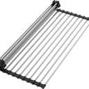NEZUIBAN Dish Drying Rack with Roll Up and Over Sink for Kitchen,20.5"x13.8",Black