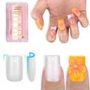 NOVO OVO Sharp Square Short Nail Tips Press on, Natural (Not Sculpted) No C Curve Soft Gel Double Matte Clear Fake Nail Extension, Full Cover False Nails for Salon DIY Manicure x 15 Sizes 240 pcs