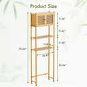 Over The Toilet Storage Cabinet Bamboo, 4-Tier Over Toilet Organizer Rack Freestanding Toilet Shelf for Bathroom, Laundry, Space Saver, Natural Color