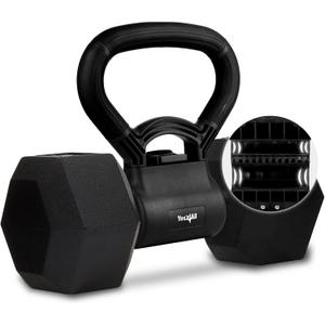 Yes4All Kettlebells Grip, Dumbbell Grip Handle, Convert Dumbbells into Kettlebell for Home Gym, Kettlebell for Weights Plate (A. Full Black Upgraded)