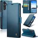 for Samsung Galaxy S25 Plus Wallet Case with Credit Card Holder, PU Leather RFID Blocking Folio Flip Kickstand Magnetic Clasp Protective Phone Cover for Women Men Blue