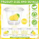 Mumufy 100 Pack Lemon Stand Cups 9oz Disposable Plastic Cups with Lids and Straws Cup Lemon Stand Supplies Yellow Lemons Cold Beverage Drinking Cup for Iced Smoothie Juice Tea