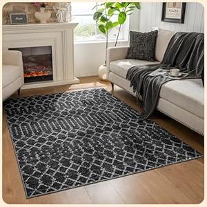 Istana 5x7 Area Rug - Black Rugs for Living Room 5x7 - Foldable 5x7 Rugs for Bedroom - Stain Resistant 5x7 Washable Rug - Eco-Friendly Boho Area Rugs 5x7 - Easy to Clean Living Room Rug 5x7