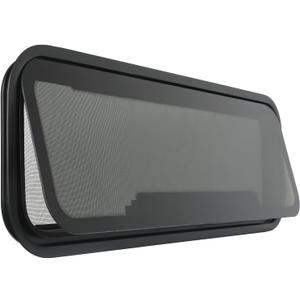 New Breathable RV Window for Rainy Days, 35" x 12" Tinted RV Window with Net Screen and Trim Ring, Fit for 2" Thickness Wall, DOT Approved, Small Opening Angle for Anti-Theft