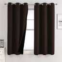 ChrisDowa 100% Blackout Curtains for Bedroom with Black Liner, 2 Thick Layers Total Blackout Thermal Insulated Grommet Small Window Curtains 2 Panels Set (Brown, 42 x 45 Inch) (42"W x 45"L (Pack of 2))